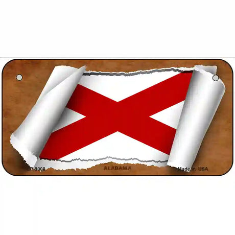 Alabama Flag Scroll Metal Novelty License Plate 6" x 3" (BP)