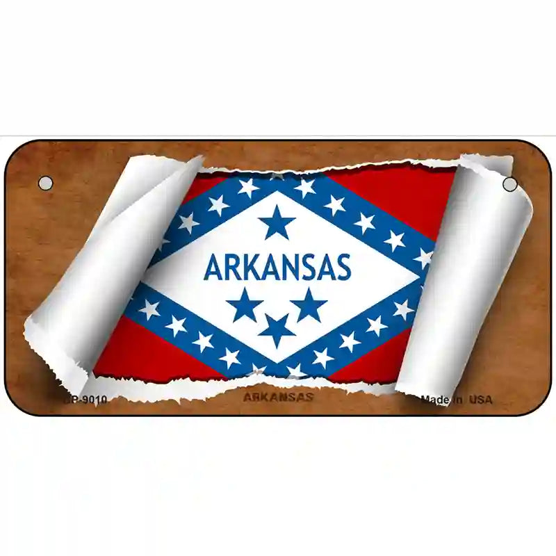 Arkansas Flag Scroll Metal Novelty License Plate 6" x 3" (BP)