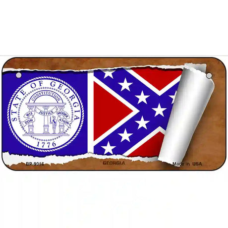 Georgia Flag Scroll Metal Novelty License Plate 6" x 3" (BP)