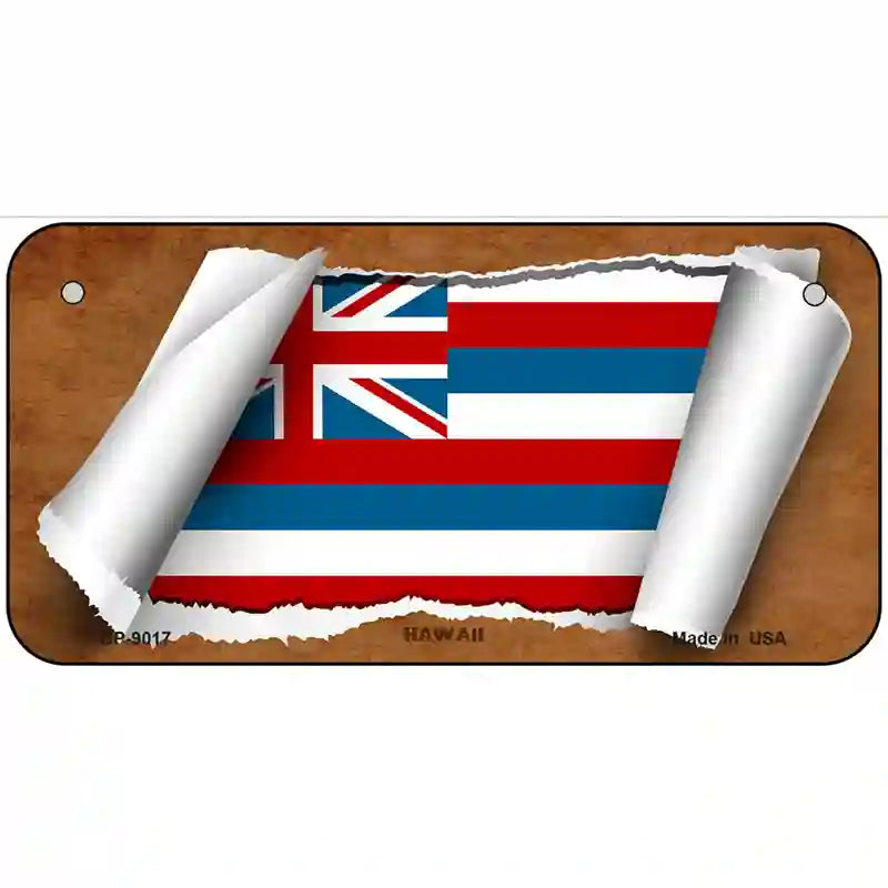 Hawaii Flag Scroll Metal Novelty License Plate 6" x 3" (BP)