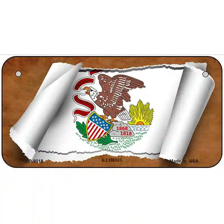 Illinois Flag Scroll Metal Novelty License Plate 6" x 3" (BP)