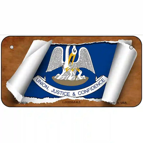 Louisiana Flag Scroll Metal Novelty License Plate 6" x 3" (BP)