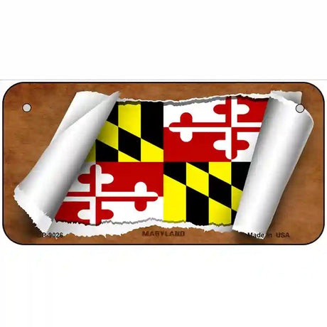 Maryland Flag Scroll Metal Novelty License Plate 6" x 3" (BP)