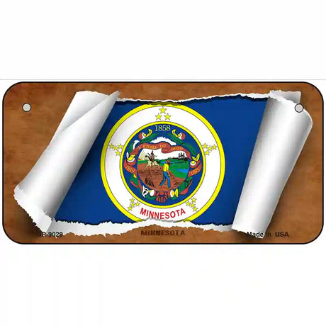 Minnesota Flag Scroll Metal Novelty License Plate 6" x 3" (BP)