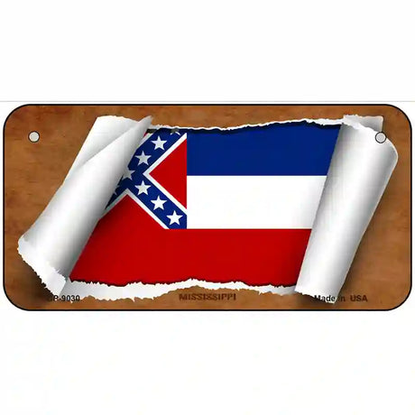 Mississippi Flag Scroll Metal Novelty License Plate 6" x 3" (BP)