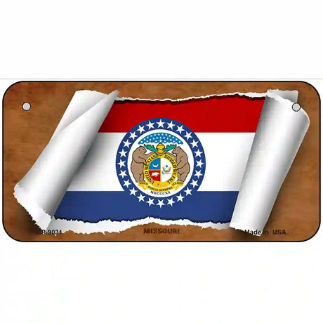 Missouri Flag Scroll Metal Novelty License Plate 6" x 3" (BP)