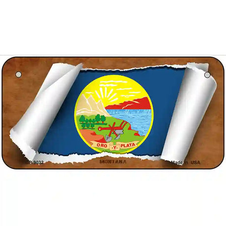 Montana Flag Scroll Metal Novelty License Plate 6" x 3" (BP)