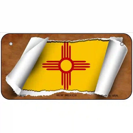 New Mexico Flag Scroll Metal Novelty License Plate 6" x 3" (BP)