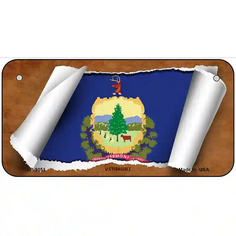 Vermont Flag Scroll Metal Novelty License Plate 6" x 3" (BP)