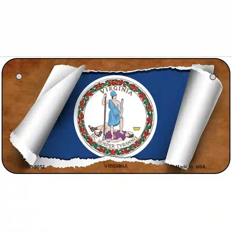 Virginia Flag Scroll Metal Novelty License Plate 6" x 3" (BP)