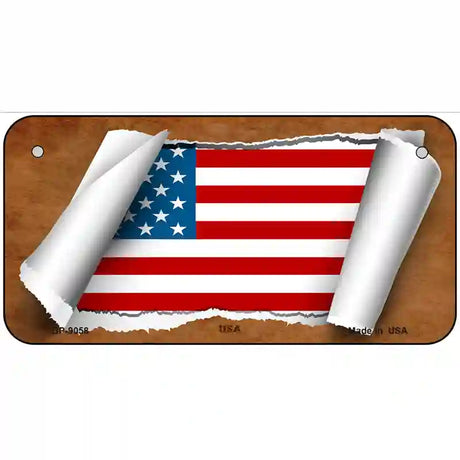 American Flag Scroll Metal Novelty License Plate 6" x 3" (BP)