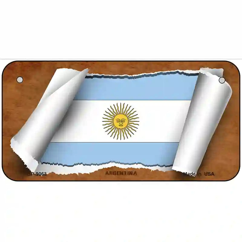 Argentina Flag Scroll Metal Novelty License Plate 6" x 3" (BP)