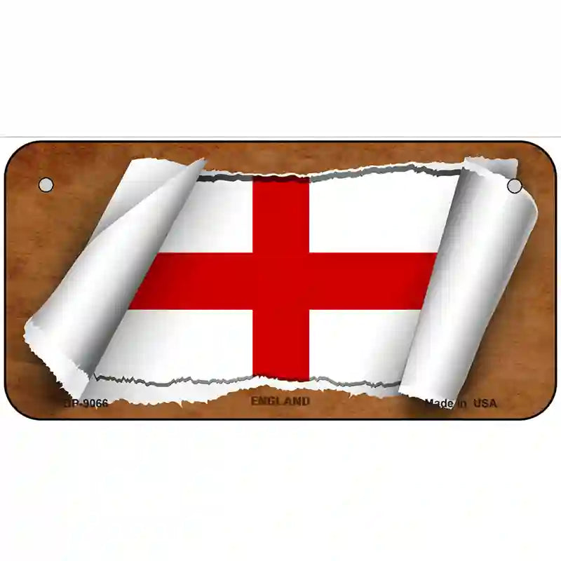 England Flag Scroll Metal Novelty License Plate 6" x 3" (BP)