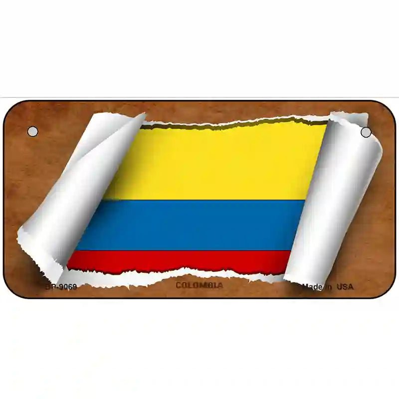 Colombia Flag Scroll Metal Novelty License Plate 6" x 3" (BP)