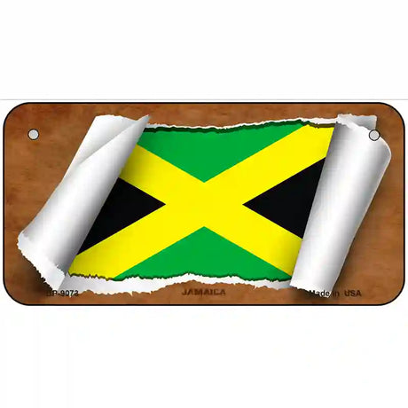 Jamaica Flag Scroll Metal Novelty License Plate 6" x 3" (BP)