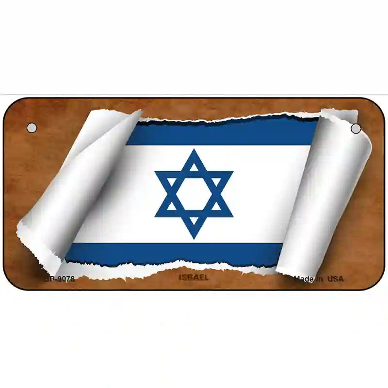 Israel Flag Scroll Metal Novelty License Plate 6" x 3" (BP)