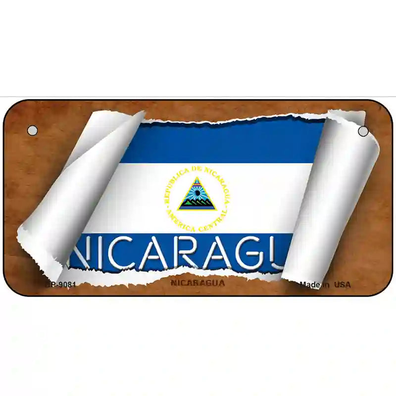 Nicaragua Flag Scroll Metal Novelty License Plate 6" x 3" (BP)