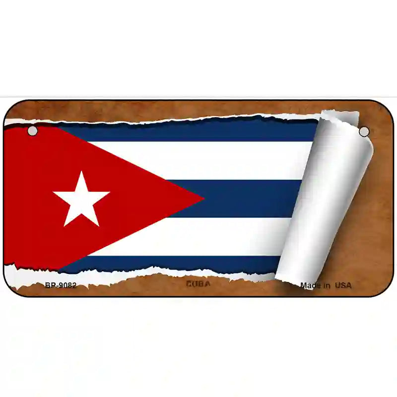 Cuba Flag Scroll Metal Novelty License Plate 6" x 3" (BP)