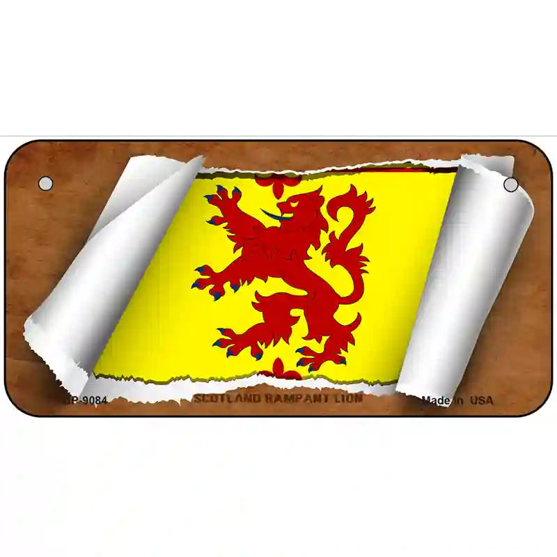 Scotland Rampant Lion Flag Scroll Metal Novelty License Plate 6" x 3" (BP)