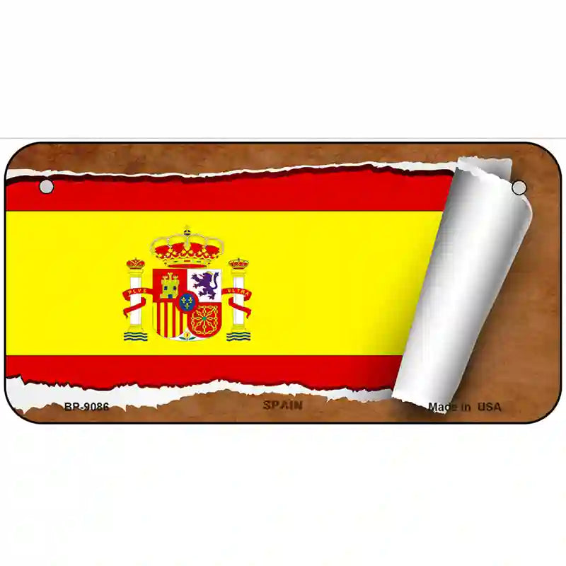 Spain Flag Scroll Metal Novelty License Plate 6" x 3" (BP)