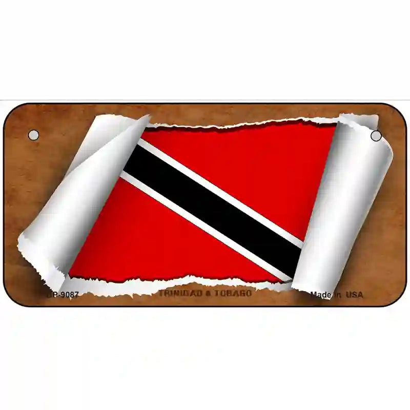 Trinidad & Tobago Flag Scroll Metal Novelty License Plate 6" x 3" (BP)