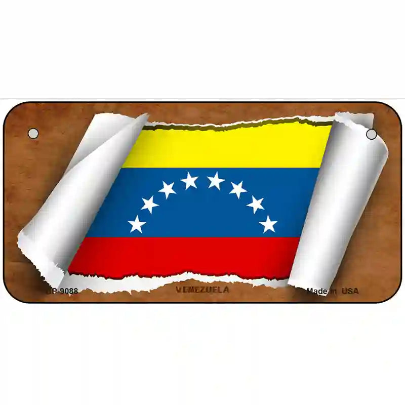 Venezuela Flag Scroll Metal Novelty License Plate 6" x 3" (BP)