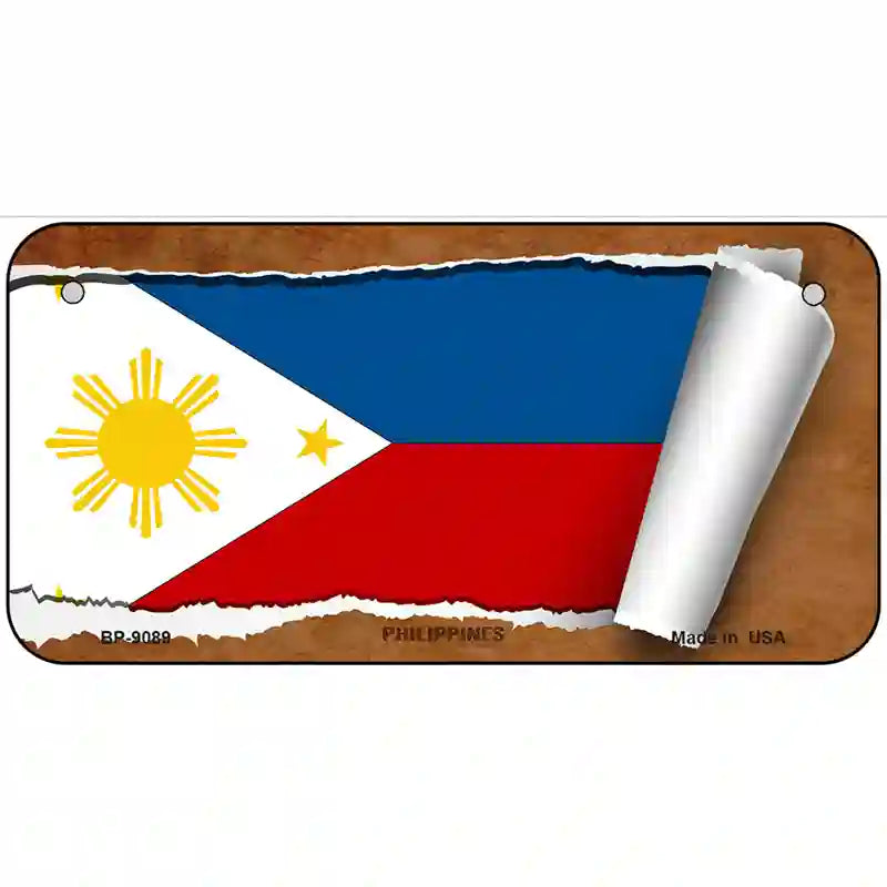 Philippines Flag Scroll Metal Novelty License Plate 6" x 3" (BP)