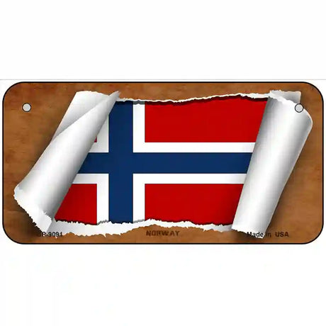 Norway Flag Scroll Metal Novelty License Plate 6" x 3" (BP)