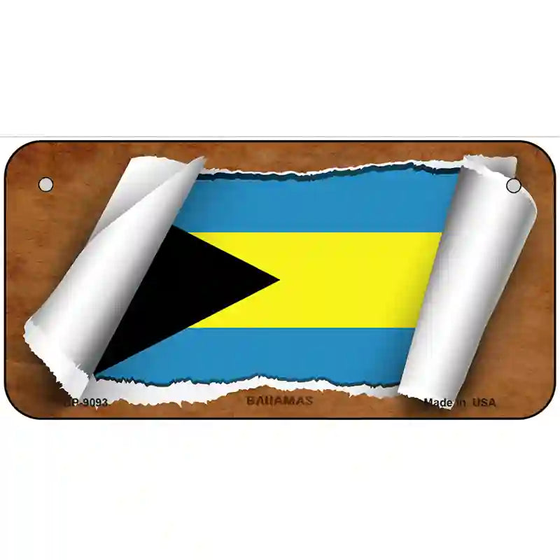 Bahamas Flag Scroll Metal Novelty License Plate 6" x 3" (BP)