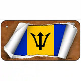 Barbados Flag Scroll Metal Novelty License Plate 6" x 3" (BP)