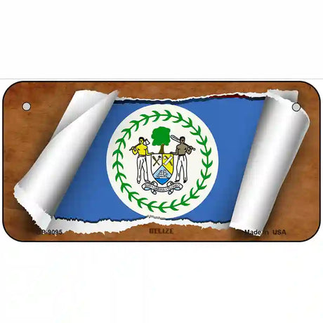 Belize Flag Scroll Metal Novelty License Plate 6" x 3" (BP)