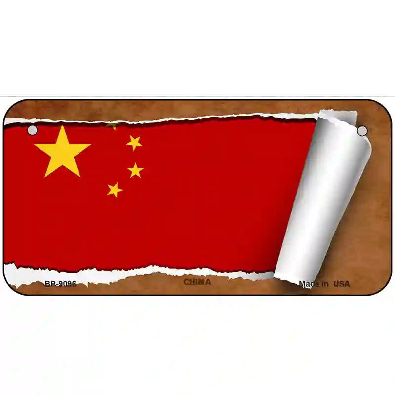 China Flag Scroll Metal Novelty License Plate 6" x 3" (BP)