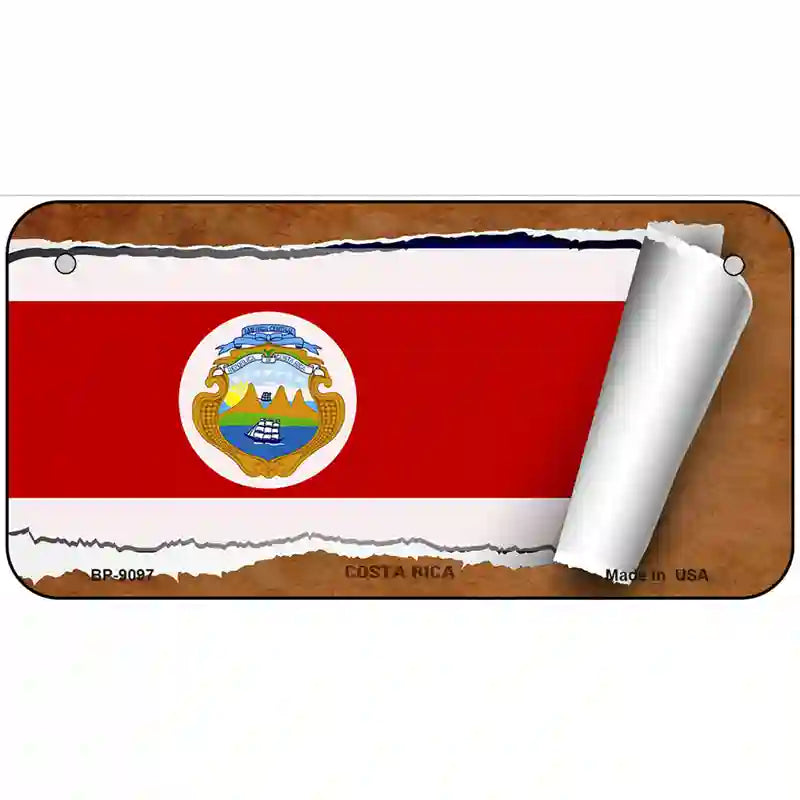 Costa Rica Flag Scroll Metal Novelty License Plate 6" x 3" (BP)