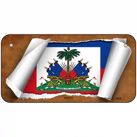 Haiti Flag Scroll Metal Novelty License Plate 6" x 3" (BP)