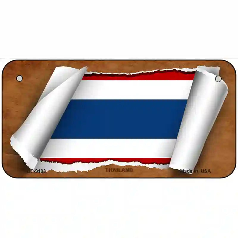 Thailand Flag Scroll Metal Novelty License Plate 6" x 3" (BP)