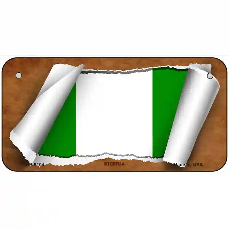 Nigeria Flag Scroll Metal Novelty License Plate 6" x 3" (BP)