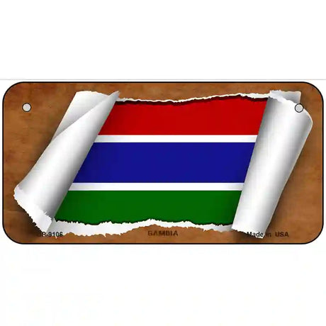 Gambia Flag Scroll Metal Novelty License Plate 6" x 3" (BP)