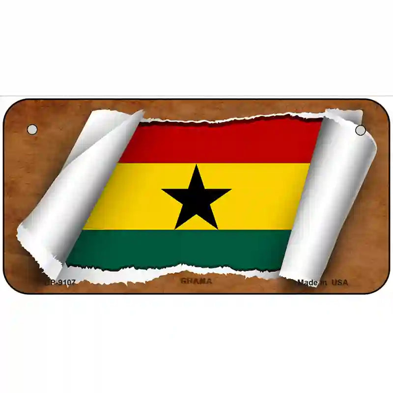 Ghana Flag Scroll Metal Novelty License Plate 6" x 3" (BP)