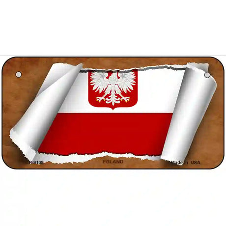 Poland/Eagle Flag Scroll Metal Novelty License Plate 6" x 3" (BP)