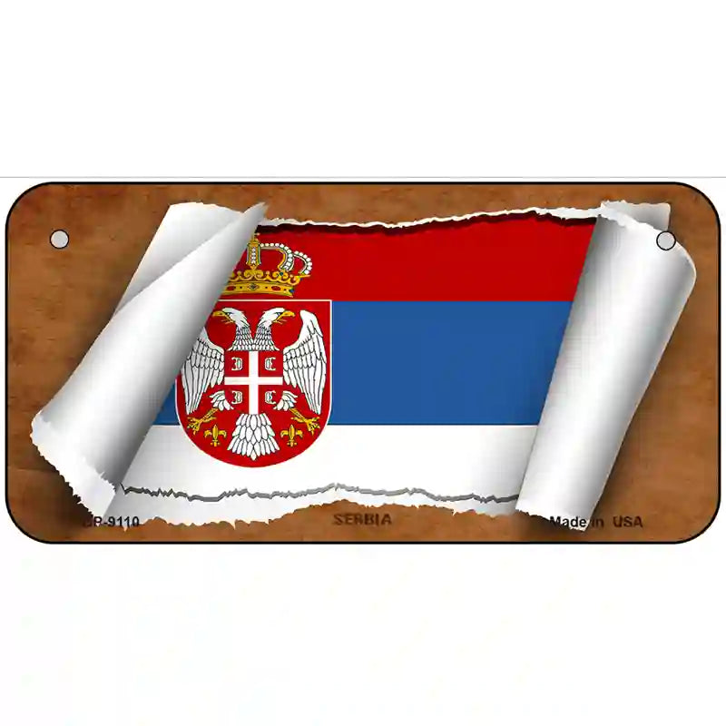 Serbia/Eagle Flag Scroll Metal Novelty License Plate 6" x 3" (BP)