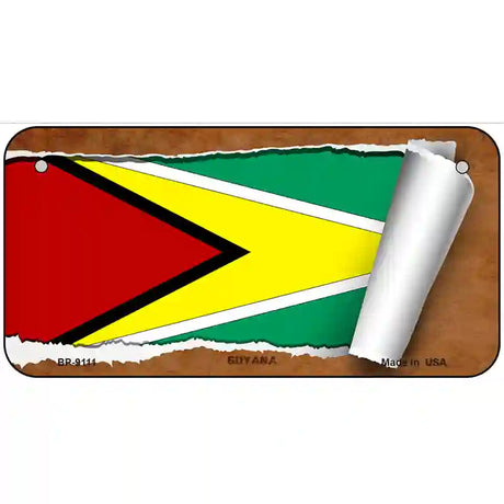 Guyana Flag Scroll Metal Novelty License Plate 6" x 3" (BP)