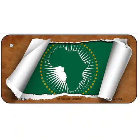 African Union Flag Scroll Metal Novelty License Plate 6" x 3" (BP)