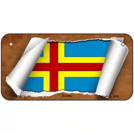 Aland Flag Scroll Metal Novelty License Plate 6" x 3" (BP)