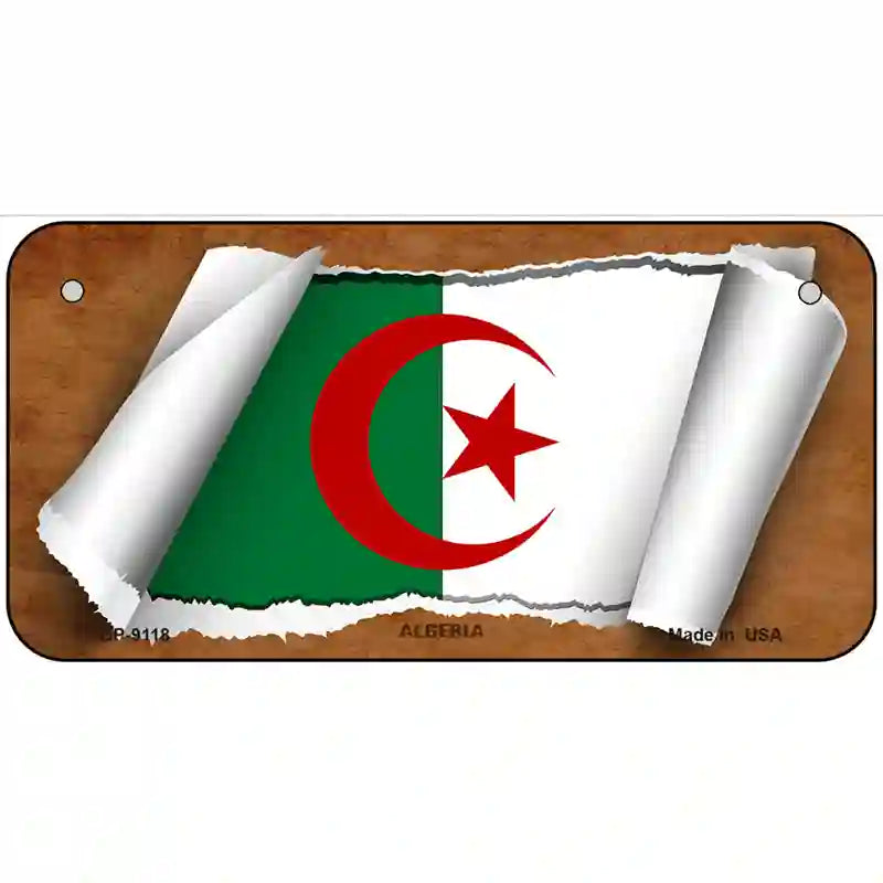 Algeria Flag Scroll Metal Novelty License Plate 6" x 3" (BP)