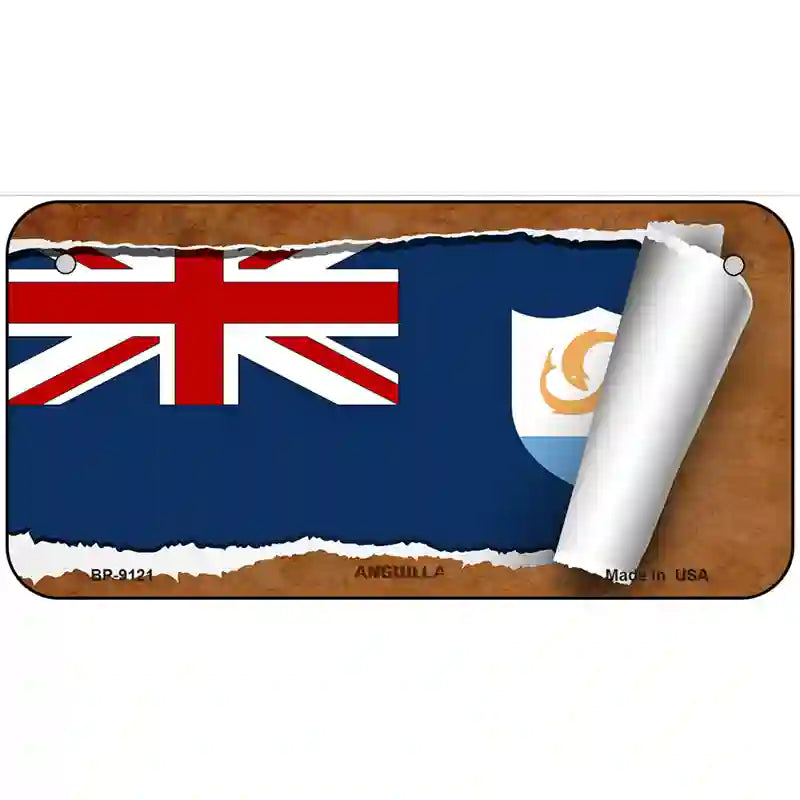 Anguilla Flag Scroll Metal Novelty License Plate 6" x 3" (BP)