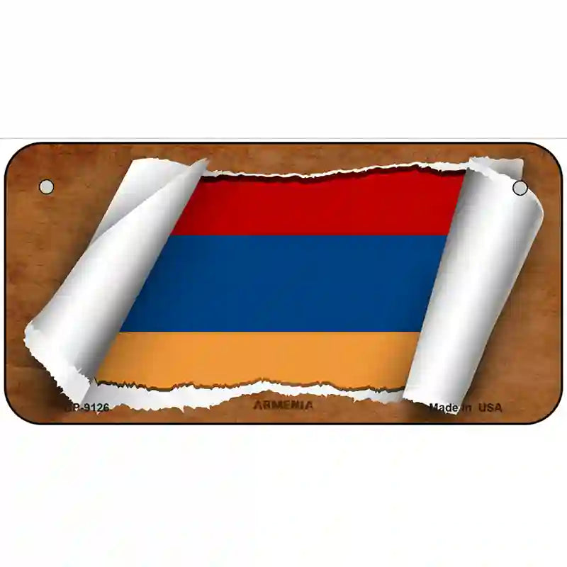 Armenia Flag Scroll Metal Novelty License Plate 6" x 3" (BP)