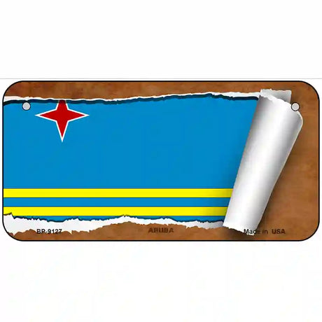 Aruba Flag Scroll Metal Novelty License Plate 6" x 3" (BP)