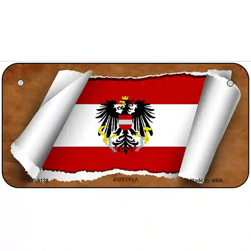 Austria Flag Scroll Metal Novelty License Plate 6" x 3" (BP)