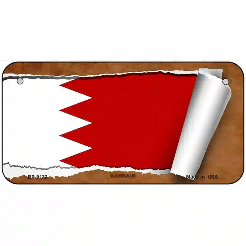 Bahrain Flag Scroll Metal Novelty License Plate 6" x 3" (BP)