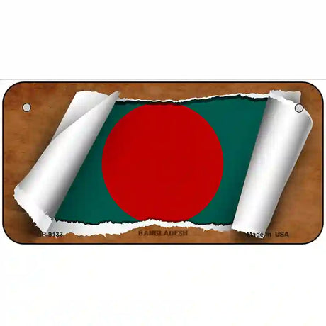 Bangladesh Flag Scroll Metal Novelty License Plate 6" x 3" (BP)